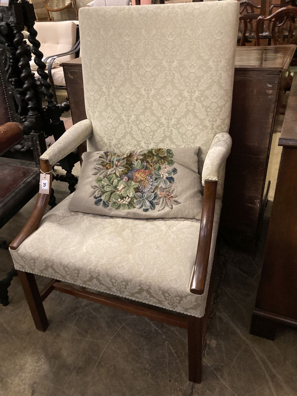 A George III style Gainsborough chair, width 64cm, depth 58cm, height 109cm